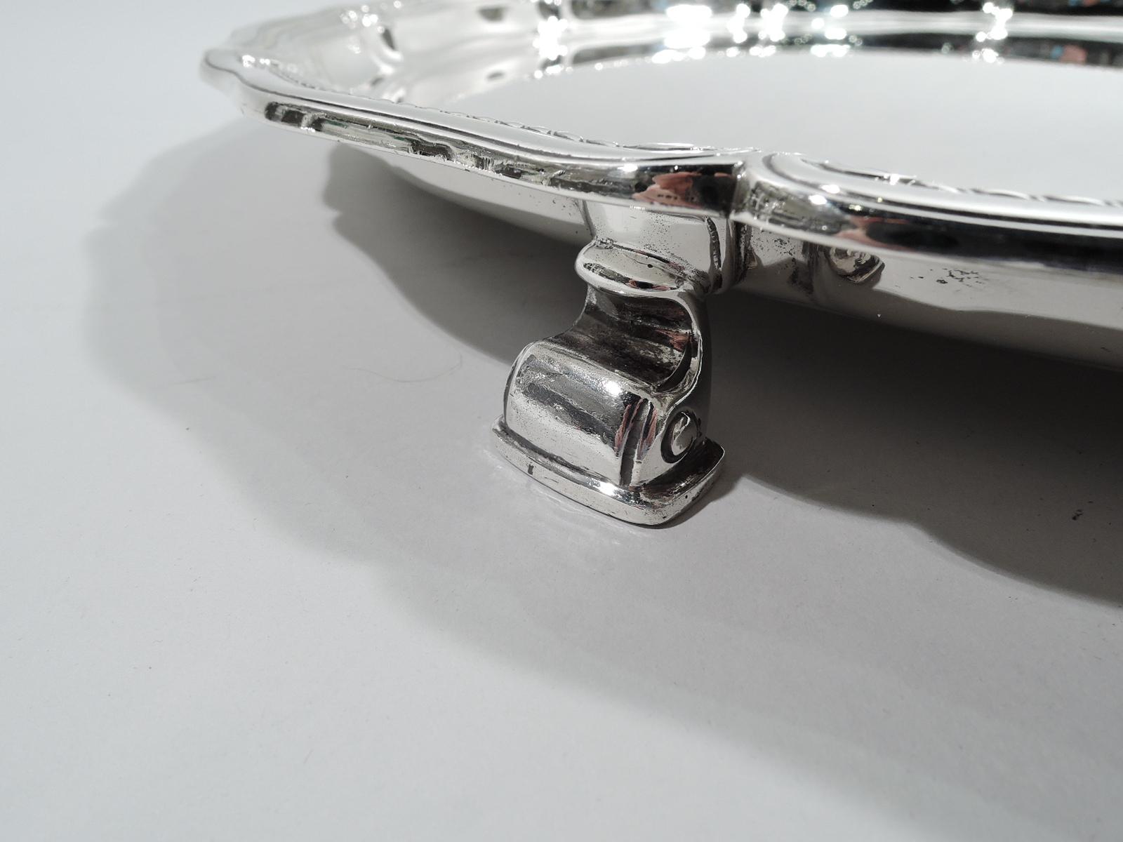 20th Century Tiffany Large & Heavy Edwardian Classical Sterling Silver Footed Tray