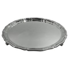 Tiffany Large & Heavy Edwardian Classical Sterling Silver Footed Tray