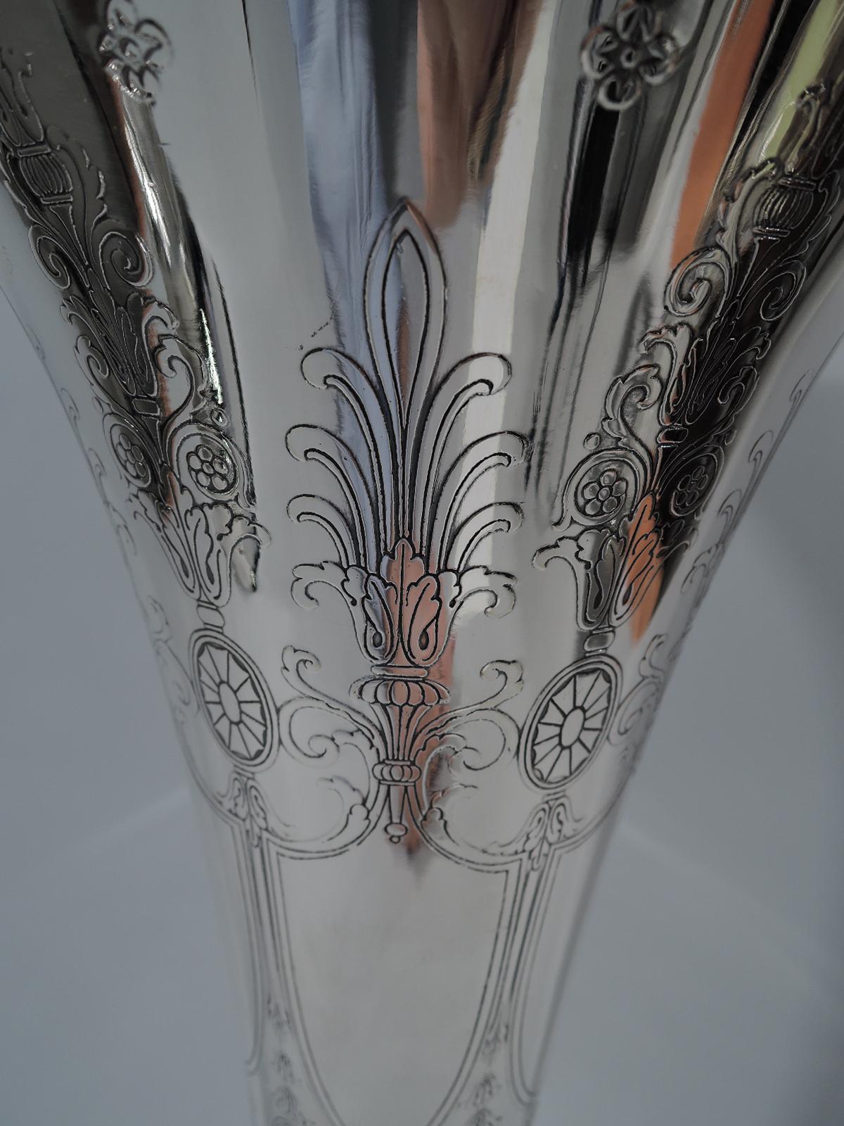 Tiffany Large Modern Neoclassical Sterling Silver Trumpet Vase In Excellent Condition In New York, NY