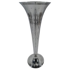 Tiffany Large Modern Neoclassical Sterling Silver Trumpet Vase