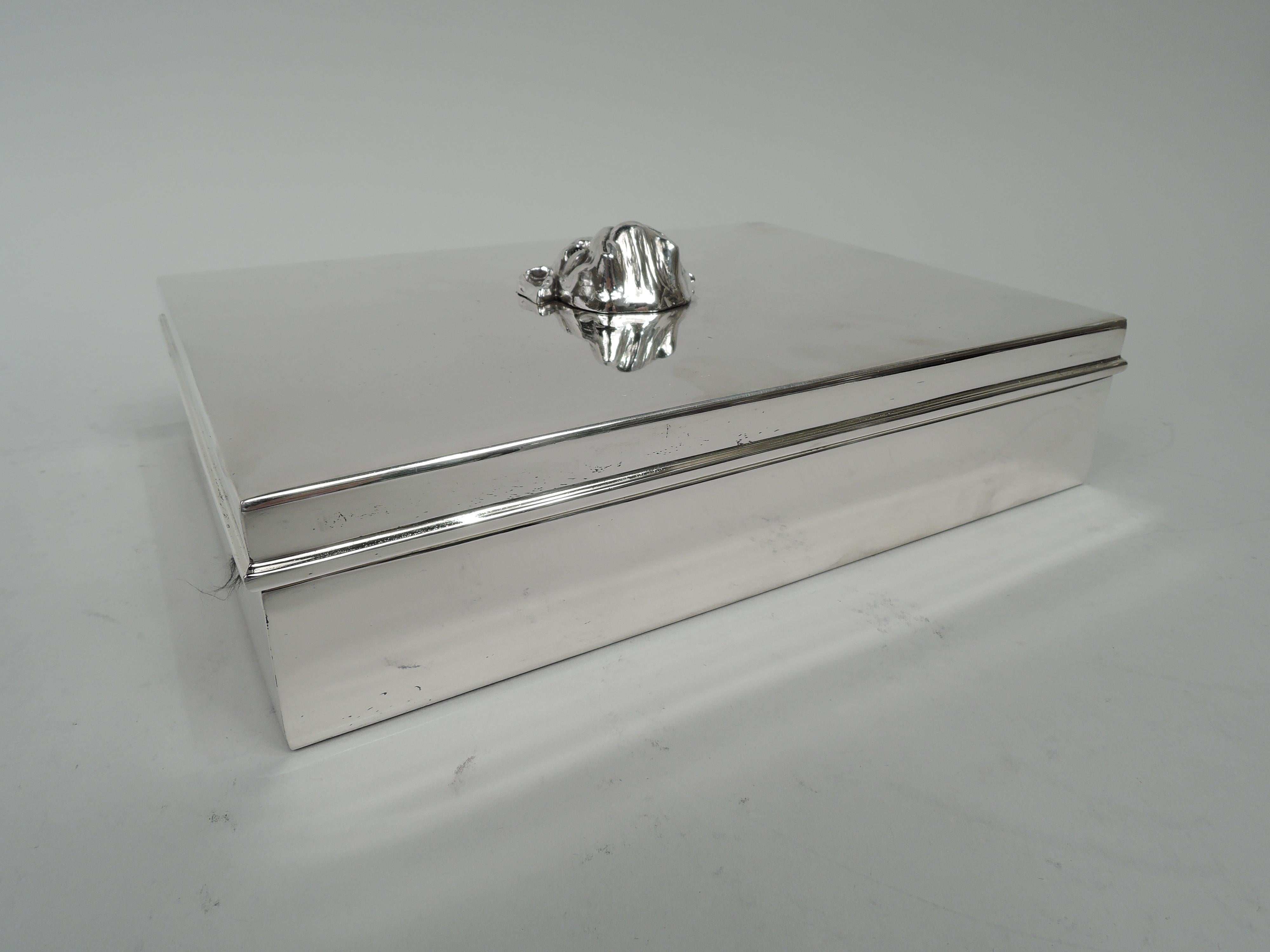 Mid-Century Modern Tiffany Large Modern Sterling Silver Box with Bulldog Head