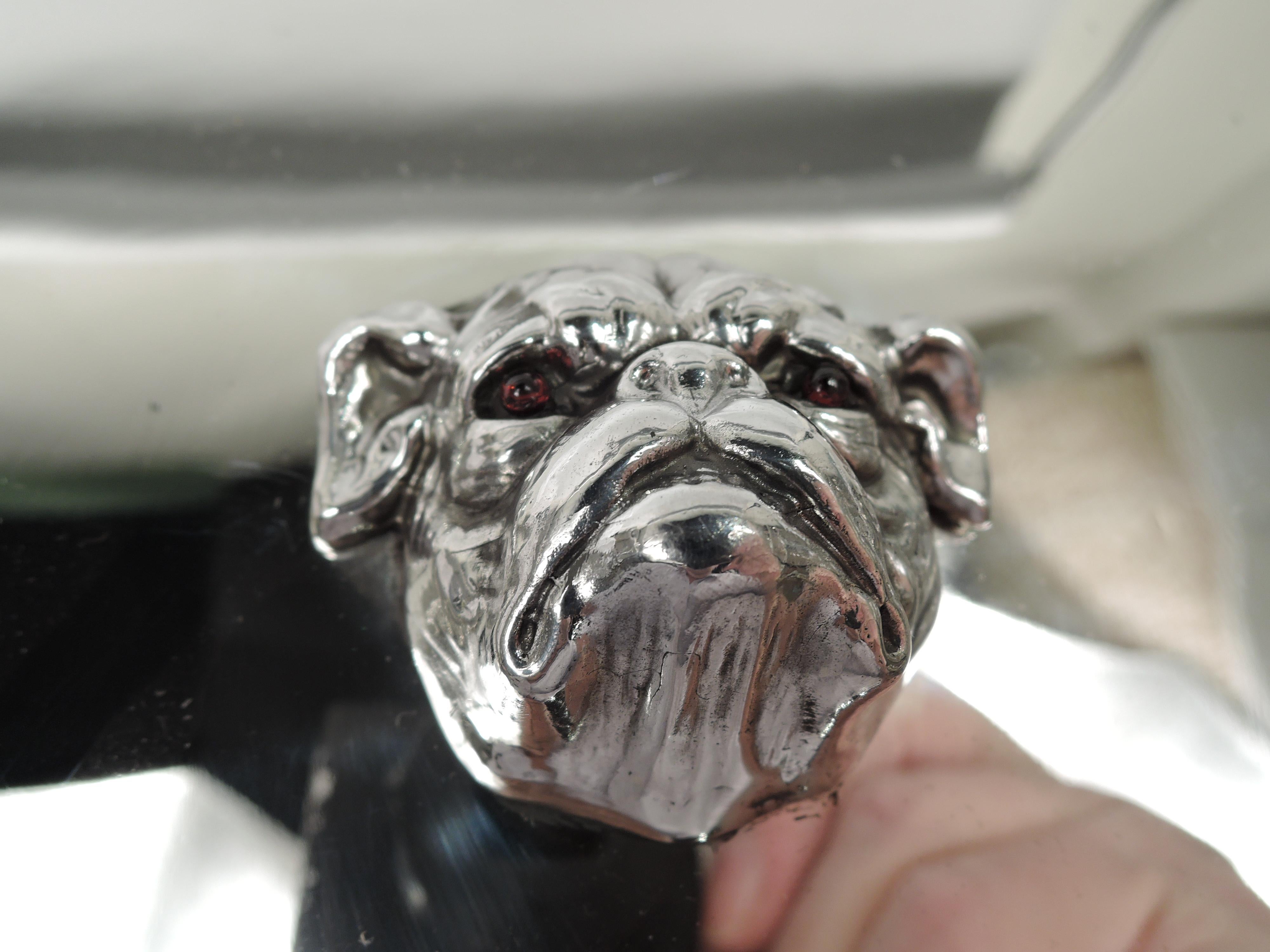 20th Century Tiffany Large Modern Sterling Silver Box with Bulldog Head