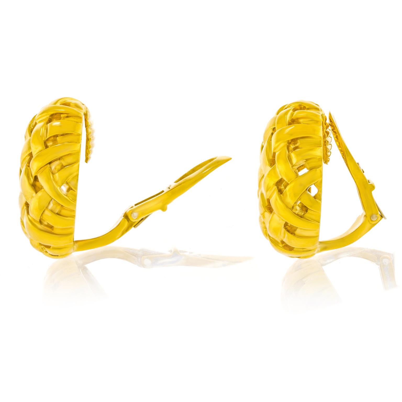 Großere Vannerie-Ohrringe aus Gelbgold von Tiffany im Angebot 4