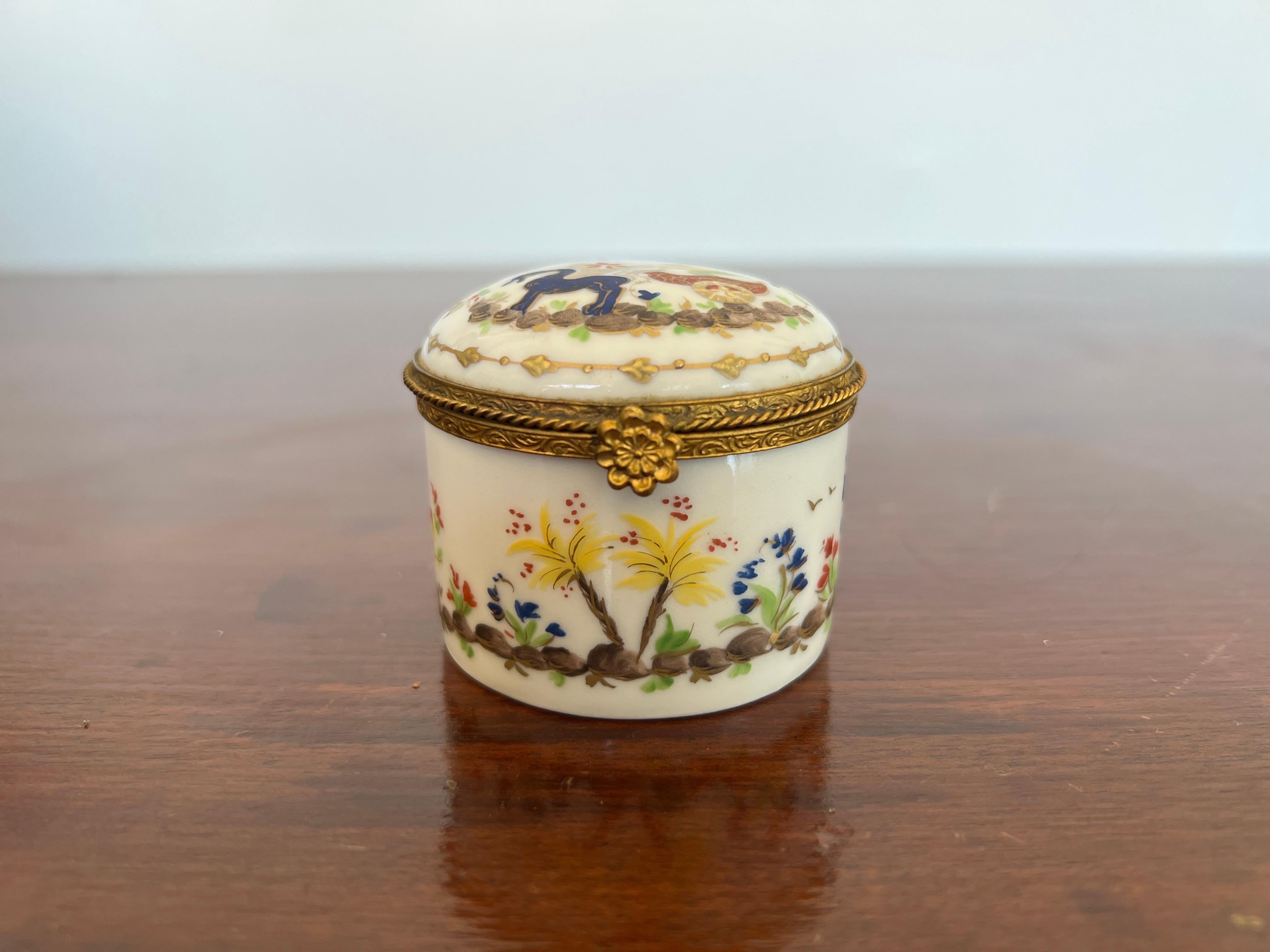 French Tiffany Le Tallec Cirque Chinois Porcelain Box For Sale