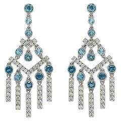 Tiffany Legacy Aigue-marine Diamants Boucles d'oreilles Chandelier