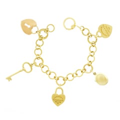 Tiffany Lock and Key Gold Charm Bracelet