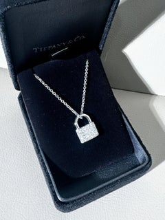 Tiffany Lock Pendant 18K White Gold Pavé Diamonds Women Pendant