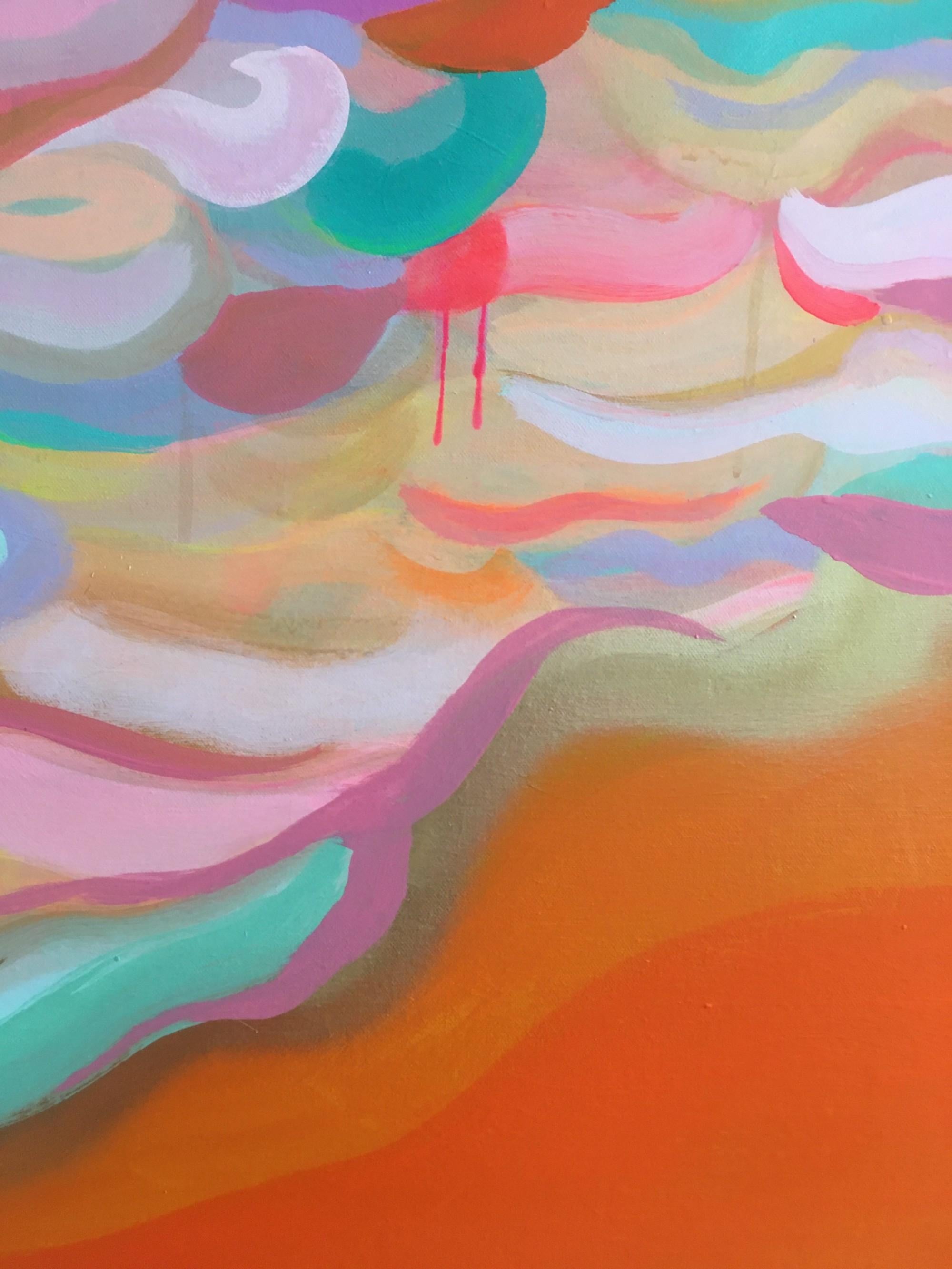 Abstrait joyeux inspiré par les magnifiques ciels crépusculaires au-dessus de la jetée ouest de Murmure à marée basse, après les murmurations d'étourneaux.
Tiffany Lynch, graveur et artiste, est disponible à la vente en ligne et dans notre galerie