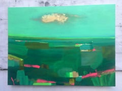 Tiffany Lynch: „Goldener Himmel“, abstraktes grünes Acrylgemälde, Original