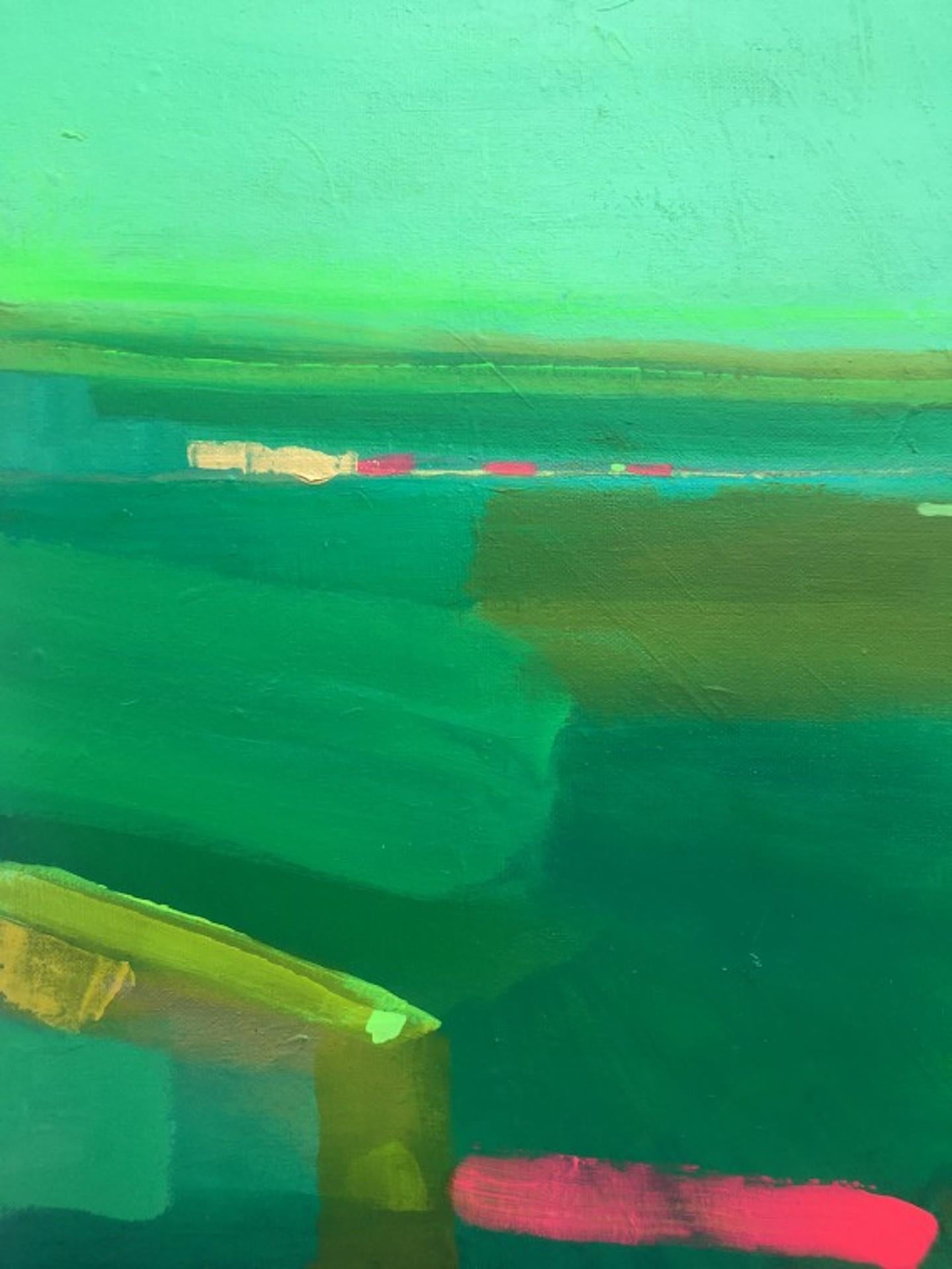 Allure Of Gold Sky, Tiffany Lynch, Original Abstract Green Acrylic Painting - Blue Abstract Painting by Tiffani Lynch