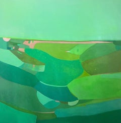 Paseo en Flor por el Campo Esmeralda y Éter Danzante, díptico, pintura original, abstracto