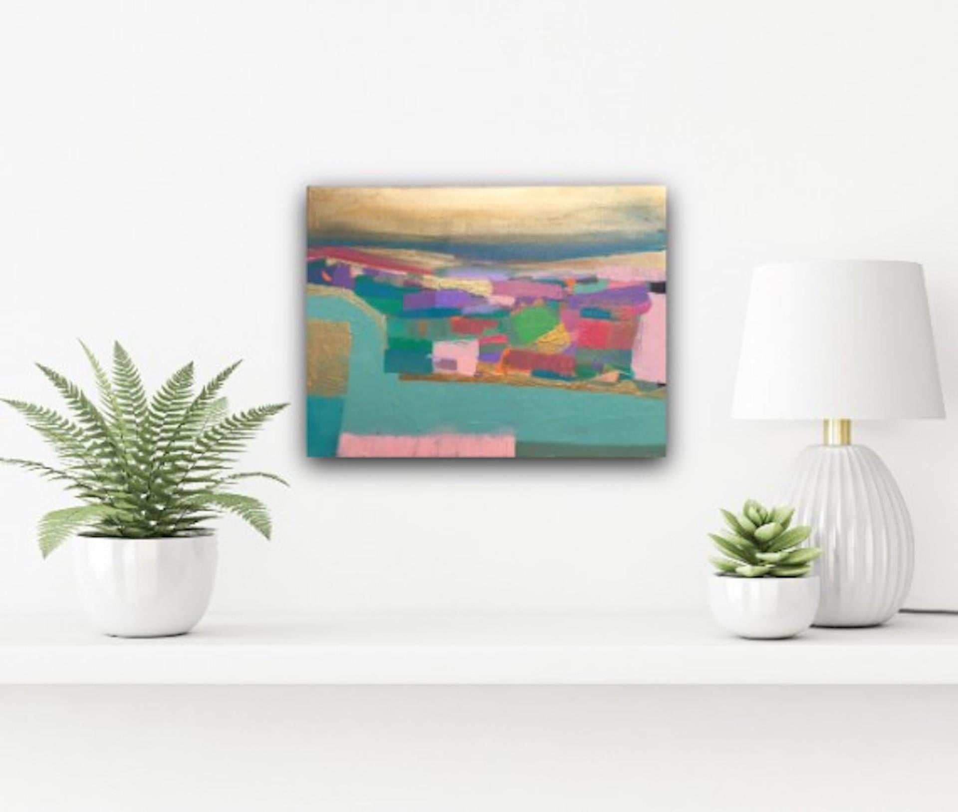 Gold Sky Harbour, Tiffani Lynch, Quadro astratto originale colorato in vendita 5