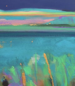 Loch Moon Sky Dip, Tiffany Lynch, Original Blaues abstraktes Landschaftsgemälde