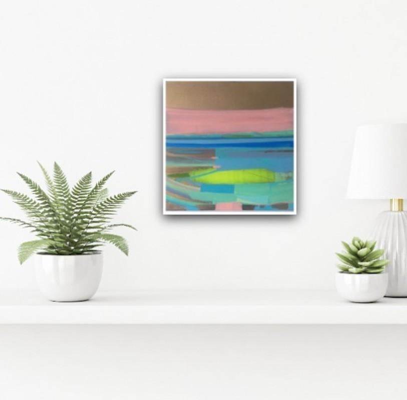 Horizonte del acantilado con marea baja, pintura original, paisaje, arte abstracto, colorido - Painting de Tiffani Lynch