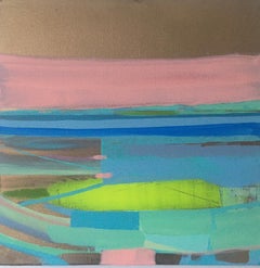 Low tide cliff horizon, original painting, landscape, abstract art, colourful 