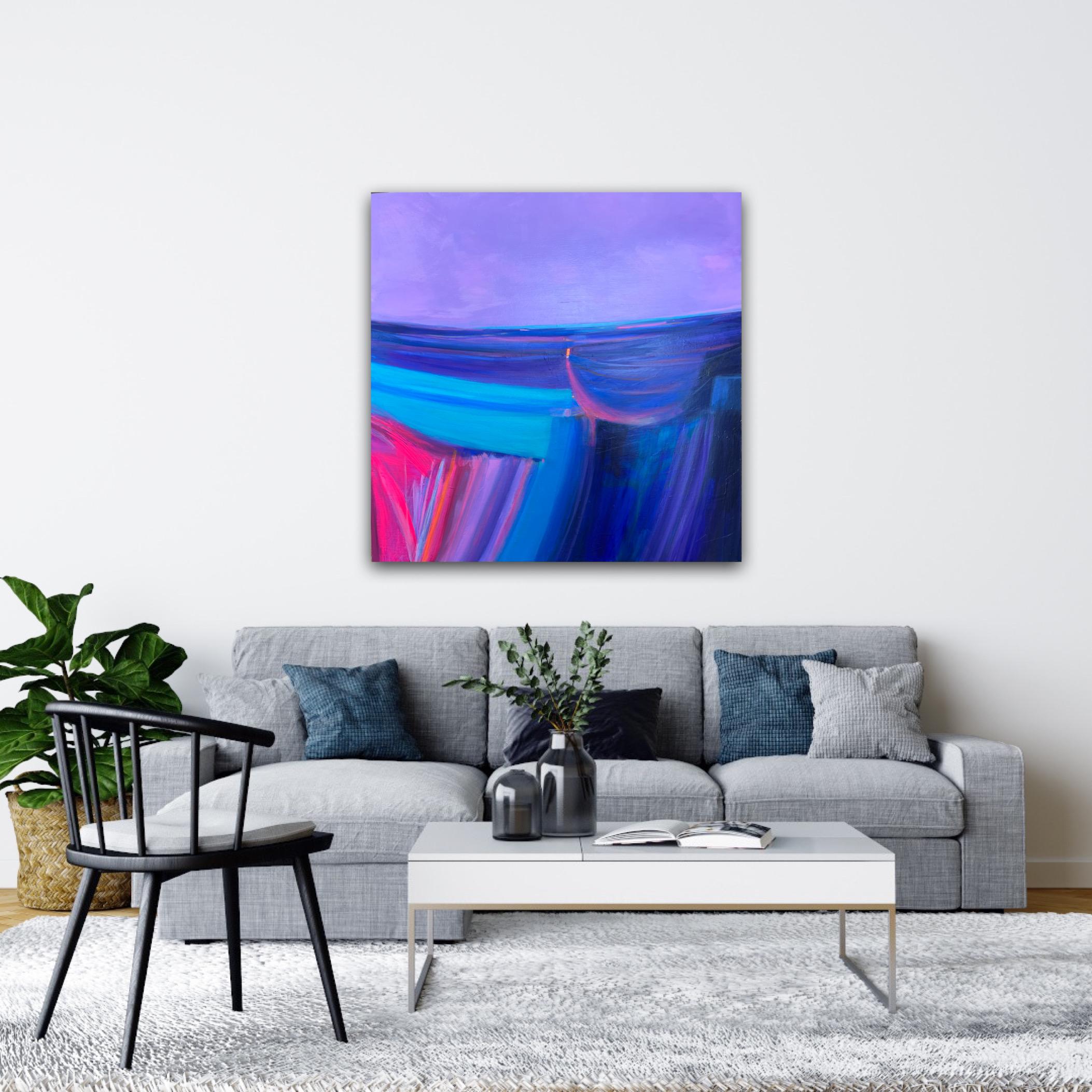 New Horizons, Original painting, Abstract painting, Landscape, Purple - Painting by Tiffani Lynch