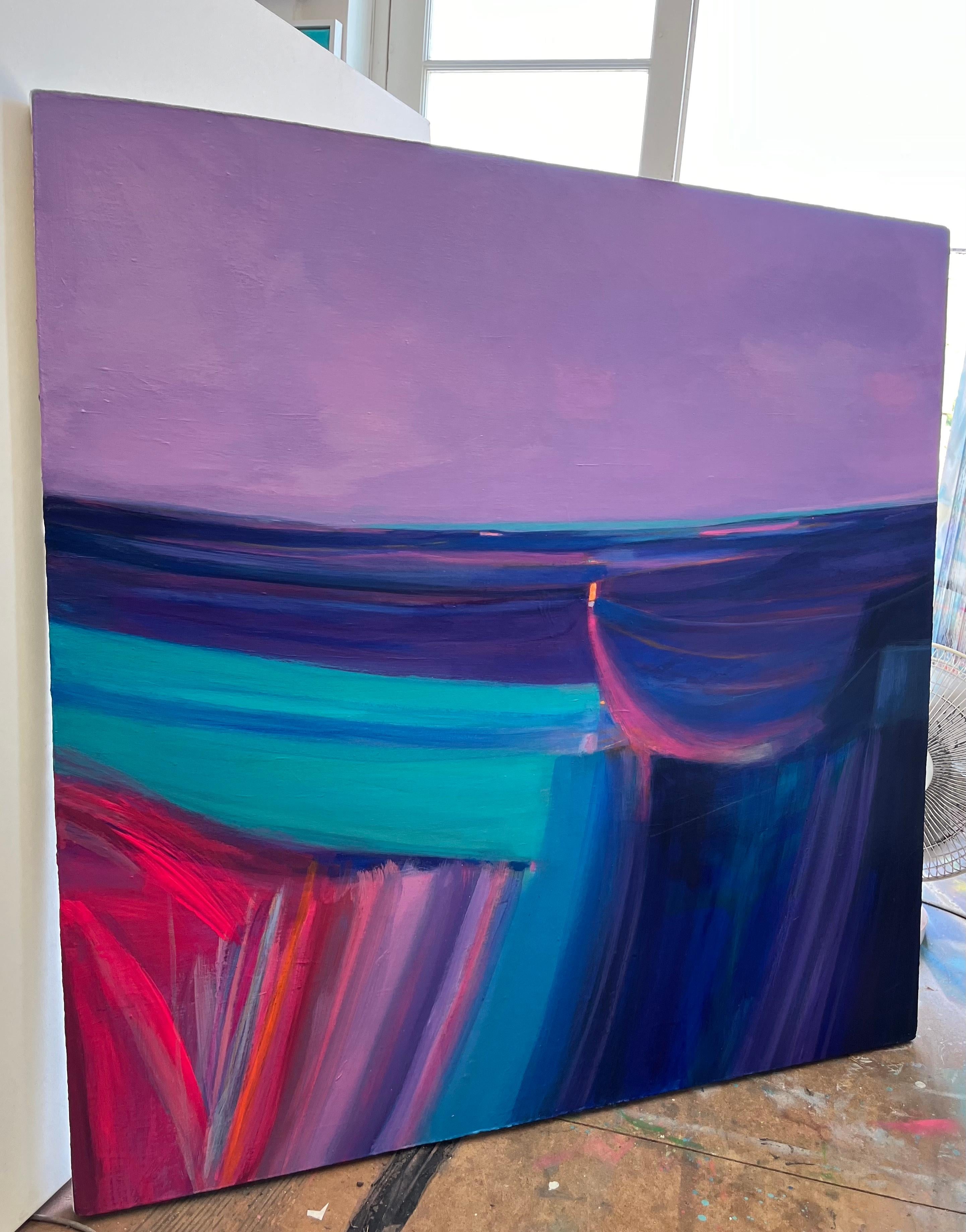 New Horizons, Original painting, Abstract painting, Landscape, Purple For Sale 3