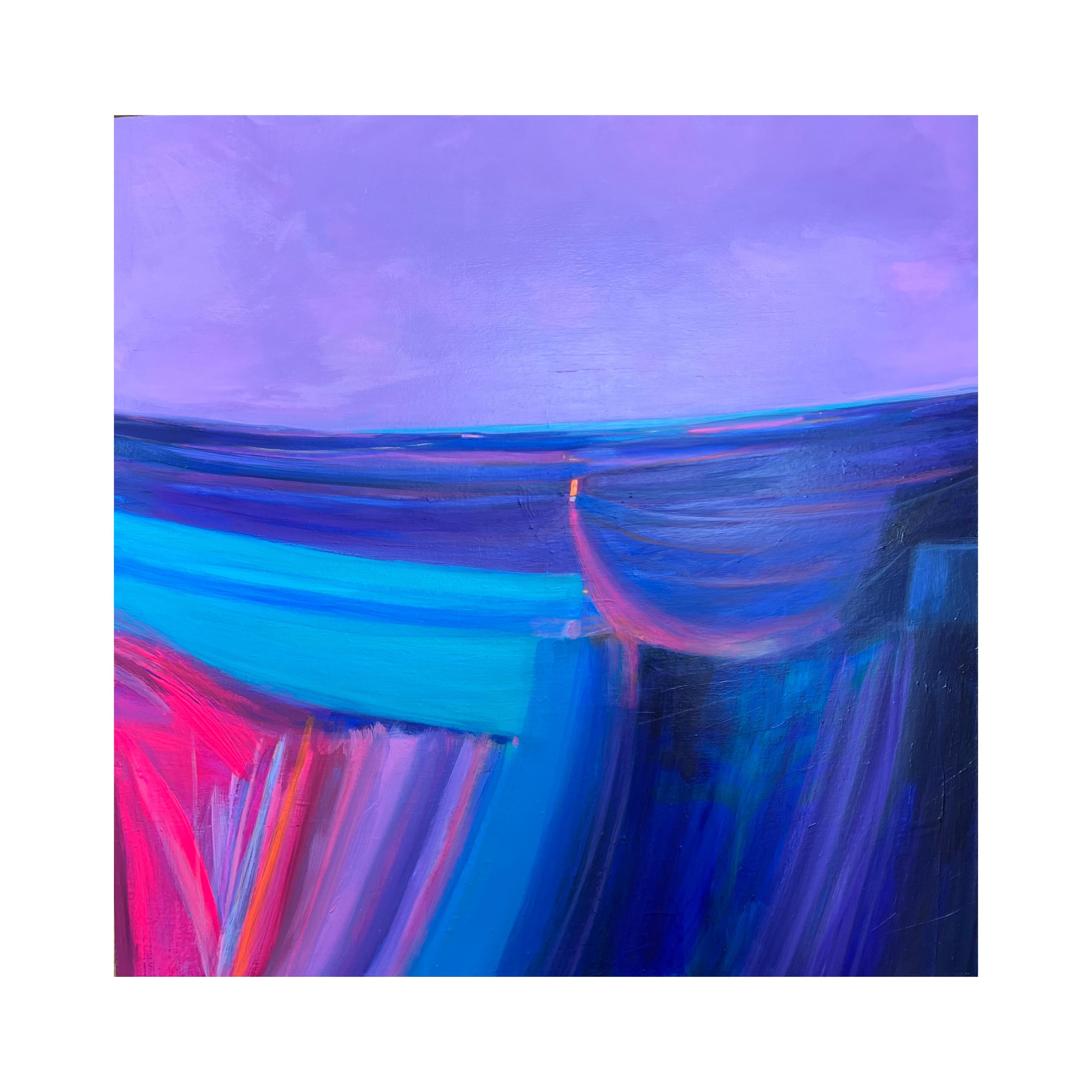New Horizons, Original painting, Abstract painting, Landscape, Purple For Sale 4