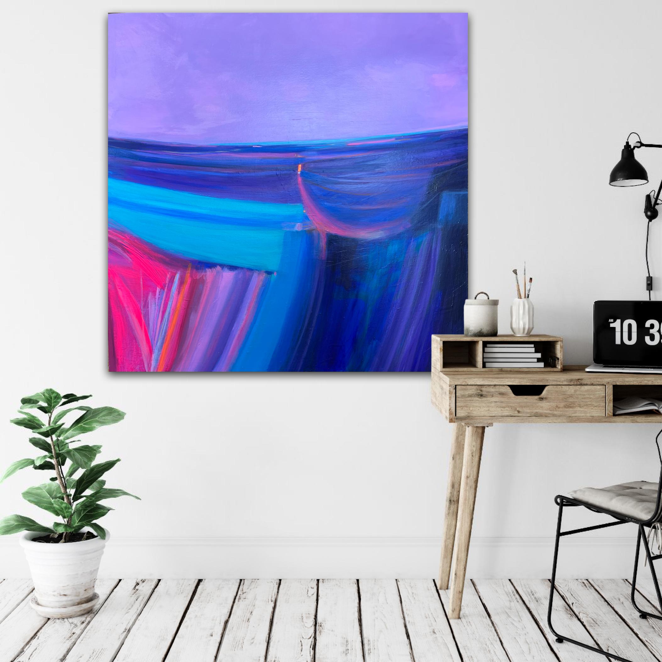 New Horizons, Original painting, Abstract painting, Landscape, Purple For Sale 5