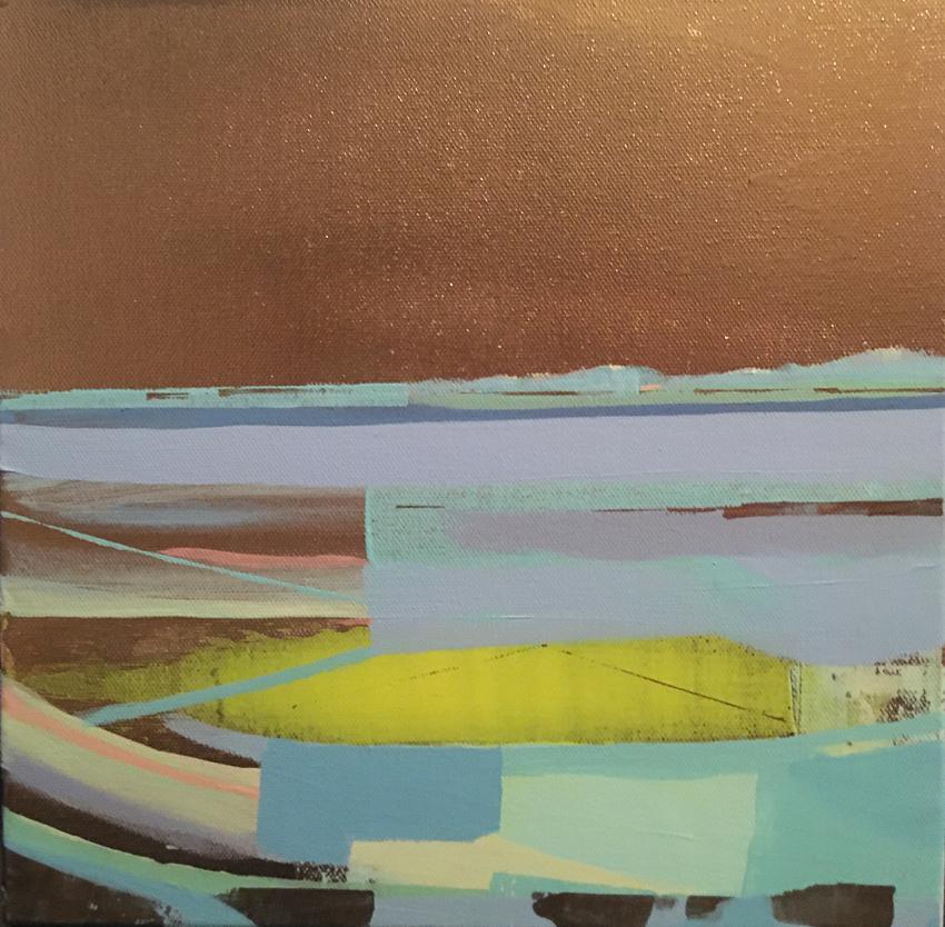 Tiffani Lynch Abstract Painting - Sunday Low Tide White Cliff Horizon