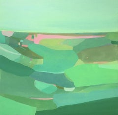 Tiffani Lynch, Emerald Field Blossom Walk, Abstrakte Originalmalerei