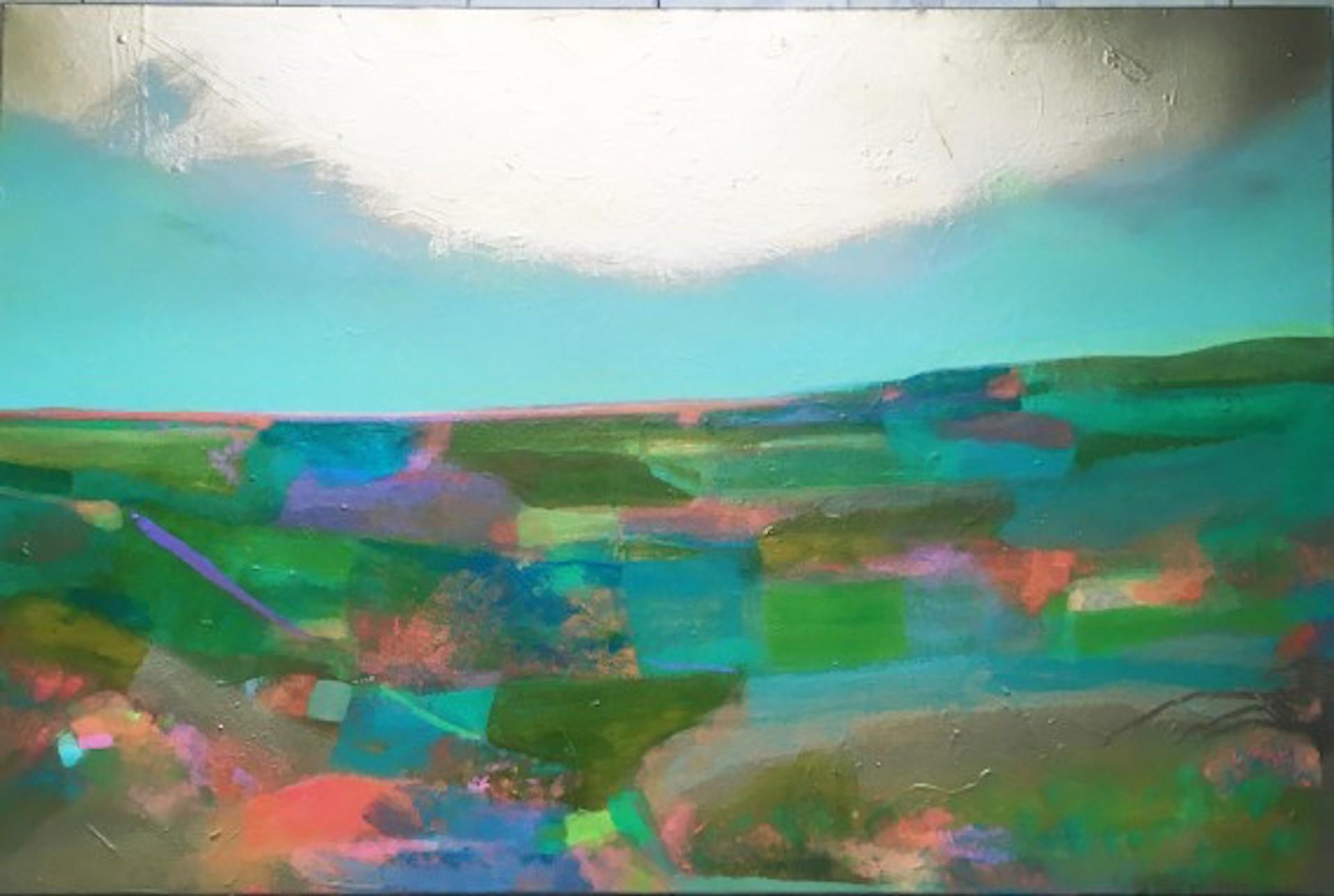 Tiffani Lynch Landscape Painting - Tiffany Lynch, Horizon Path, Original Abstract Landscape Art, Art of South Downs