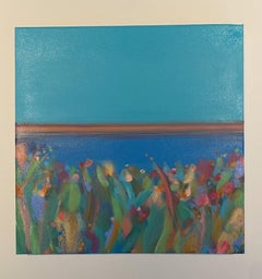 Tiffany Lynch, Pink Stripe Blue Sky I, Contemporary Abstract Art, Affordable Art