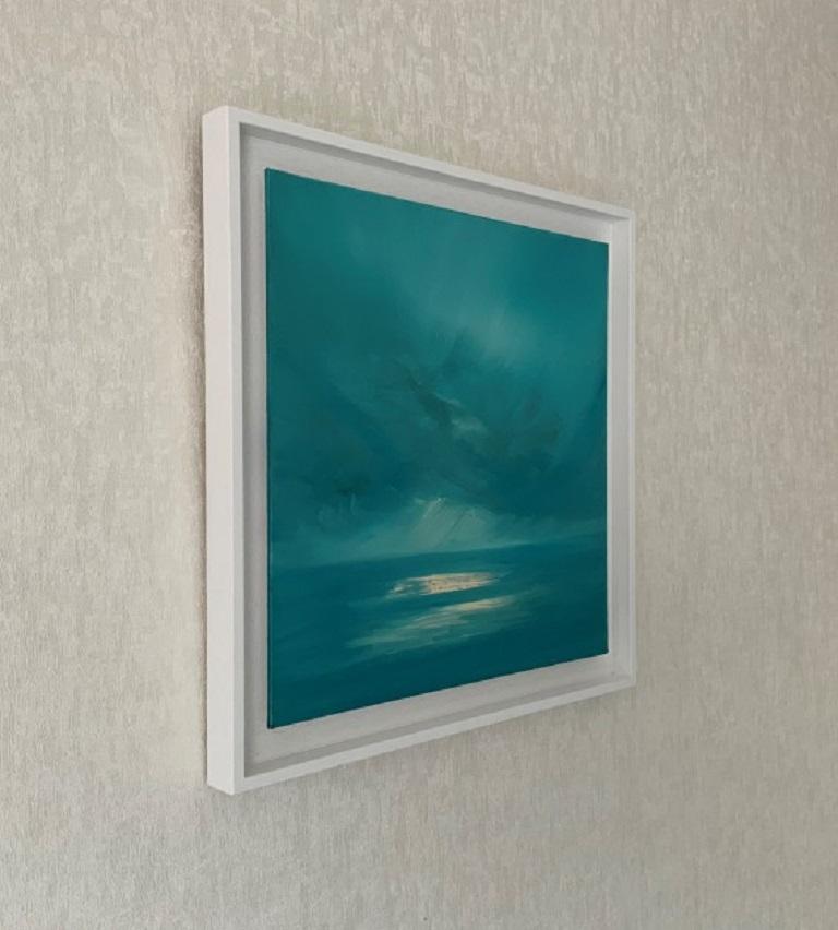 Tiffany Lynch, Turquoise Skies, Original seascape and skyscape painting - Blue Figurative Painting by Tiffani Lynch