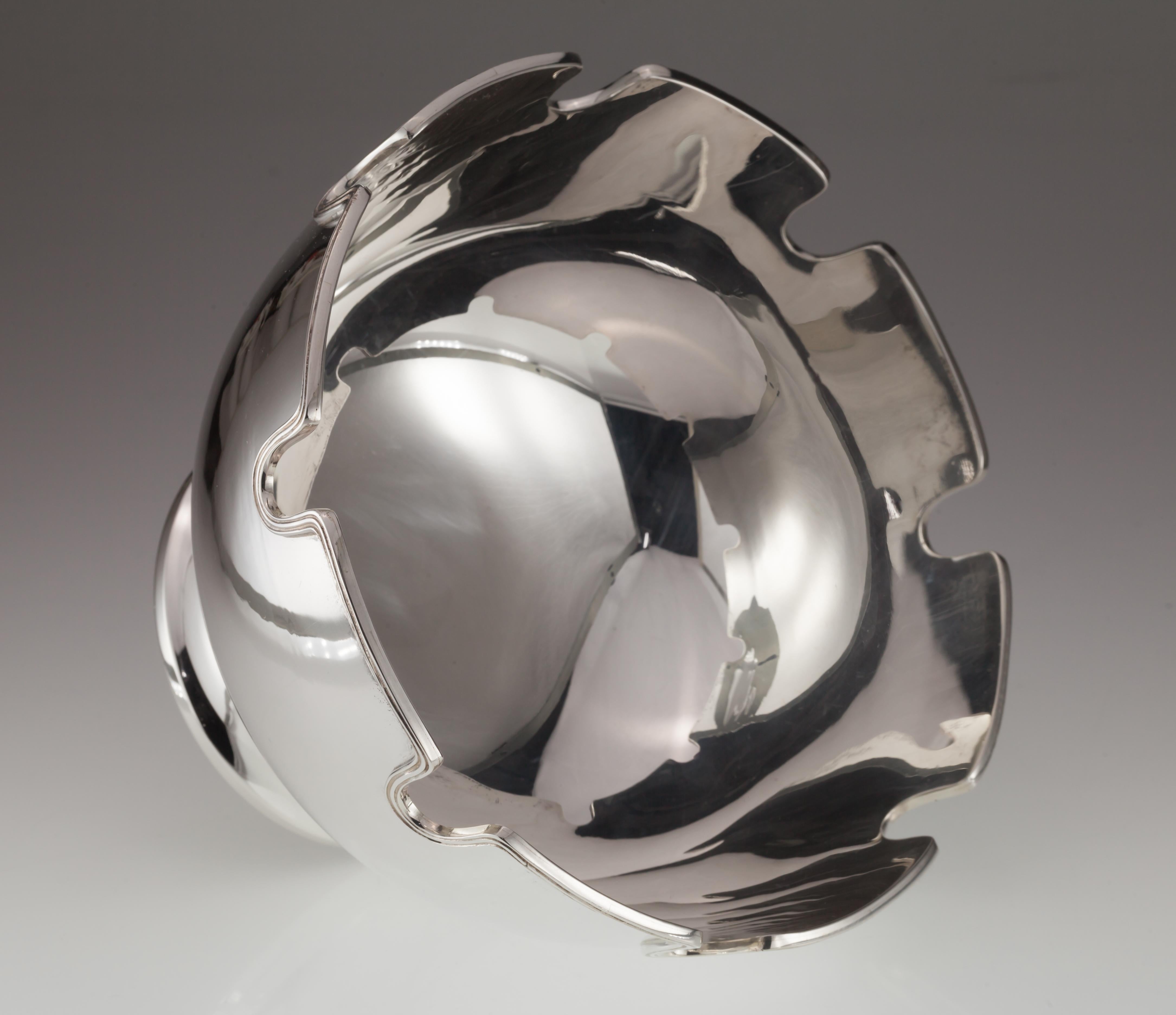 Tiffany Makers Monteith Sterling Silber Toothed Schale Wunderschön! (Moderne) im Angebot