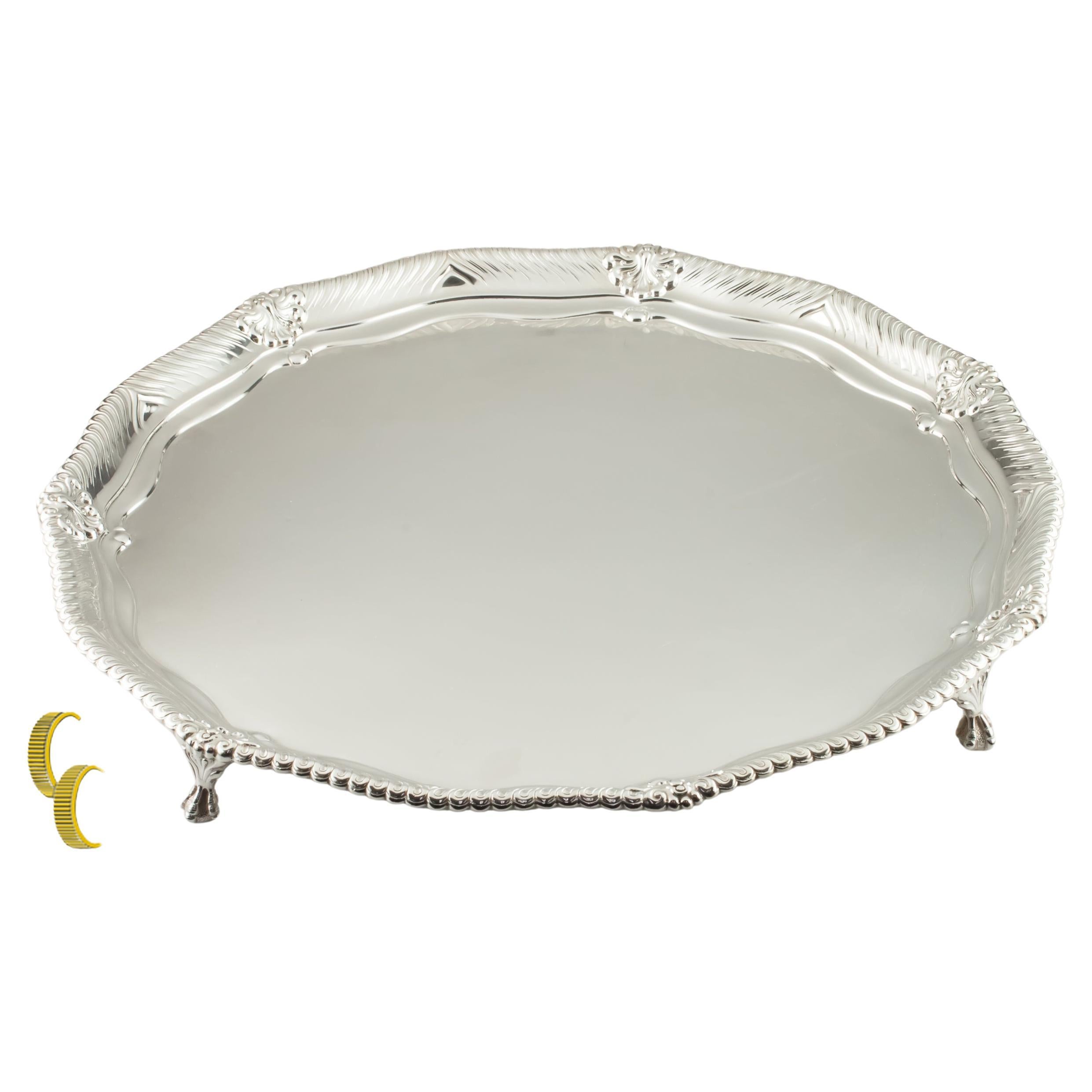  Tiffany Makers Sterling Silver Large Footed Tray 1888 86.5 ounces Great Antique For Sale