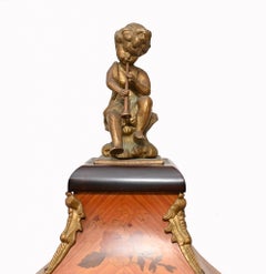 Tiffany Mantle Clock and Stand French Marquetry Inlay