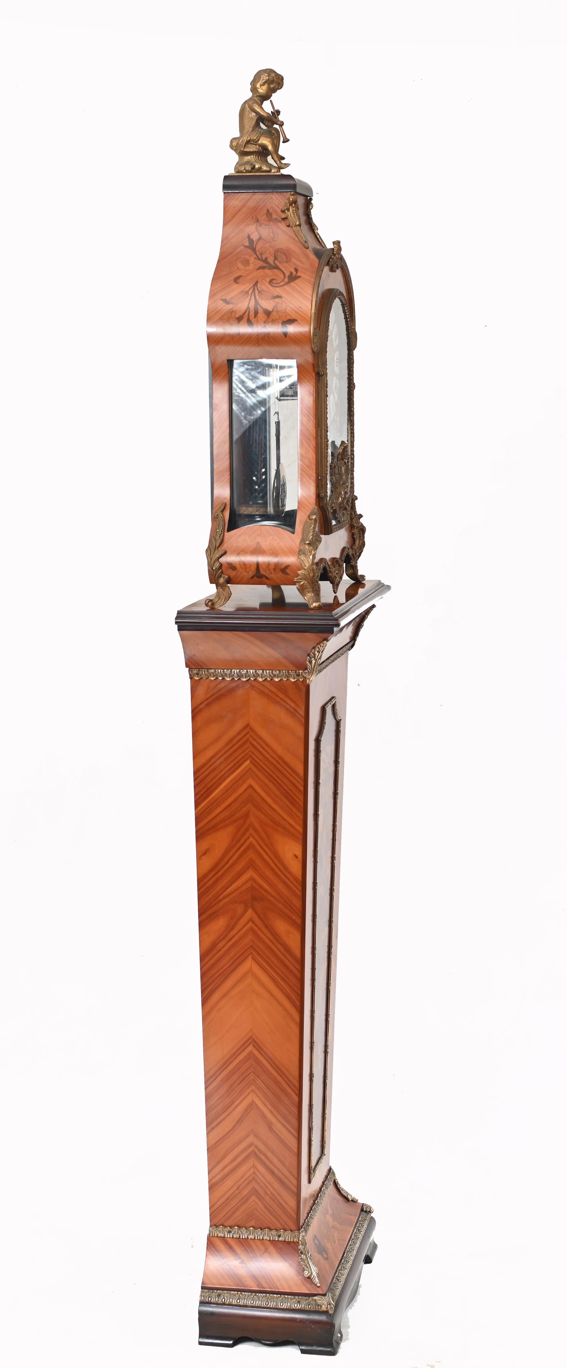 Tiffany Mantle Clock and Stand French Marquetry Inlay 4