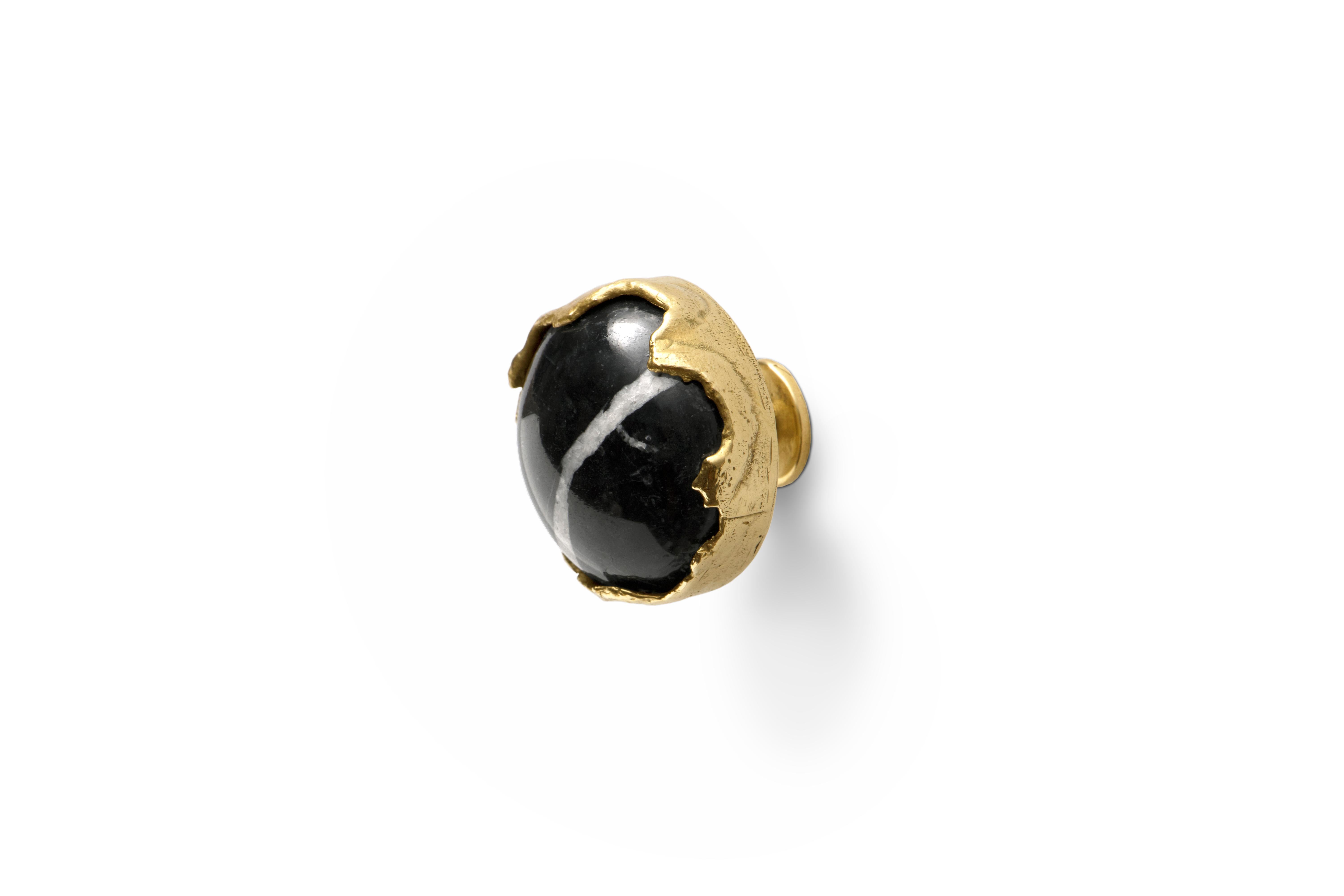 Brushed Tiffany Marble Drawer Handle - Handcrafted Polished & Nero Marquina - PullCast For Sale
