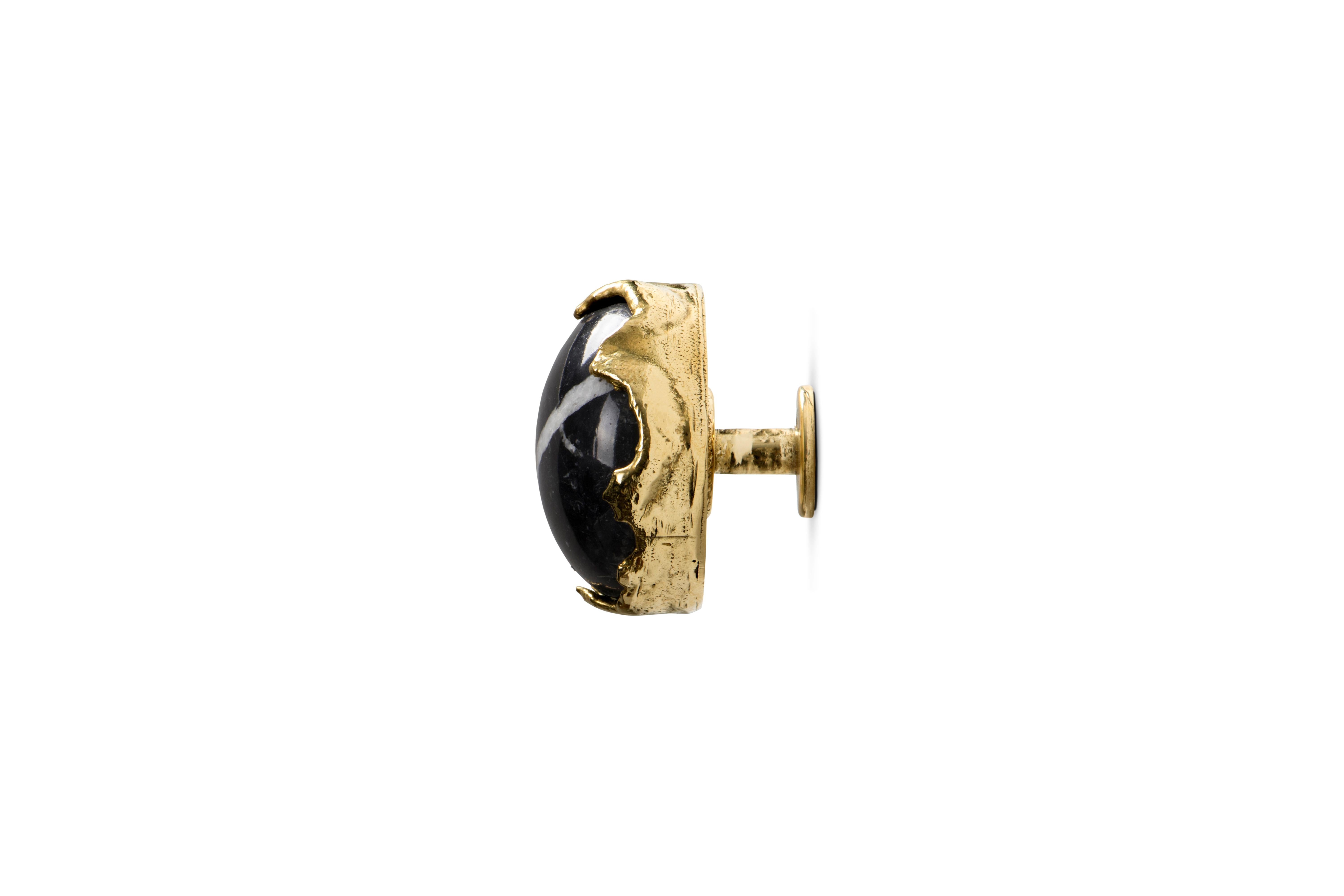 Tiffany Marble Drawer Handle - Handcrafted Polished & Nero Marquina - PullCast In New Condition For Sale In Rio Tinto, PT