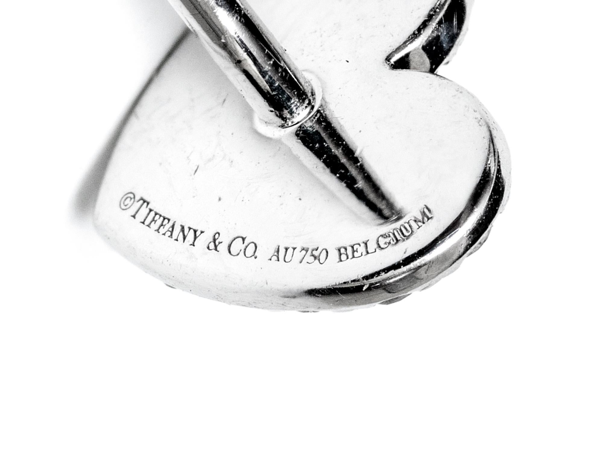 Tiffany Metro Diamond Heart 18k Earrings For Sale 2