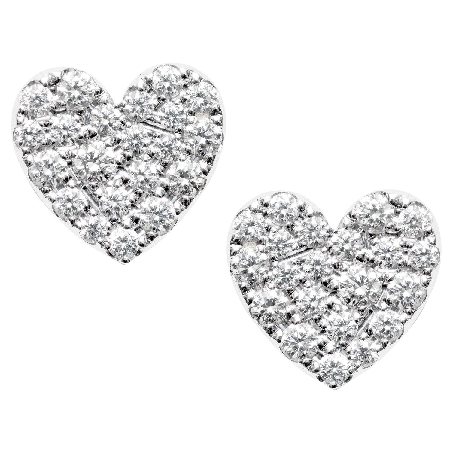 Tiffany Metro Diamond Heart 18k Earrings