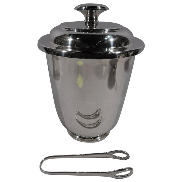 Tiffany MidCentury Modern Ice Bucket with Elsa Peretti Tongs For Sale at 1stDibs