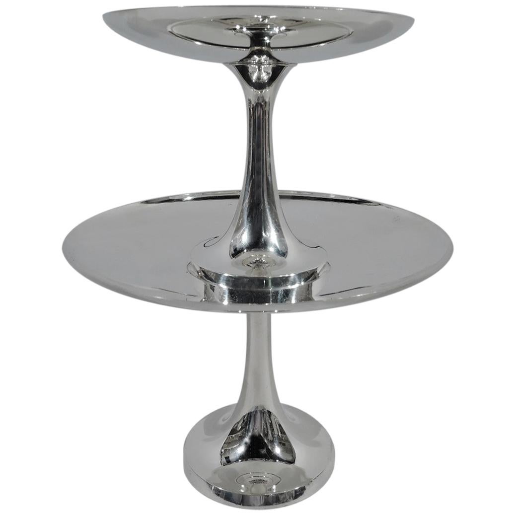 Tiffany Mid-Century Modern Sterling Silver Cake Stand with Stacking Compotes