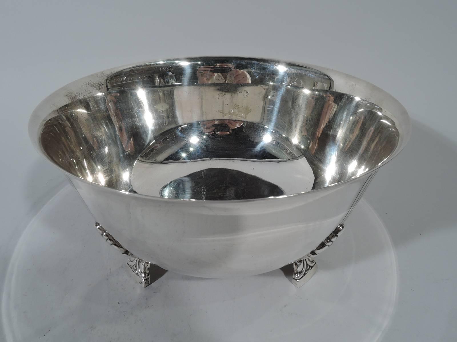 American Tiffany Mid-Century Modern Sterling Silver Classic Palmette Bowl