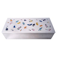 Tiffany Midcentury Modern Box with Enameled Flowers & Butterflies