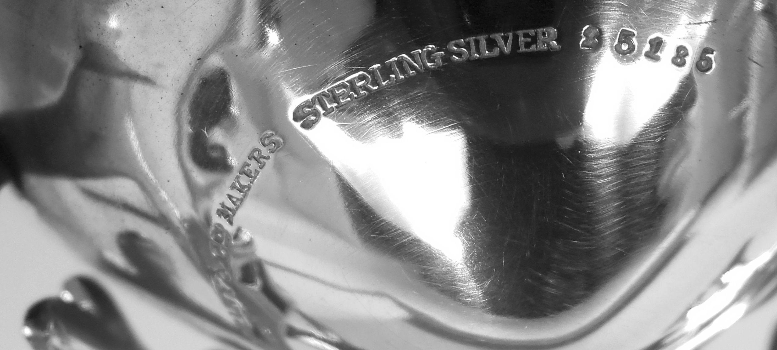 Argento 925 Ciotola a foglia in argento Tiffany Midcentury Modern Classical Sterling Silver