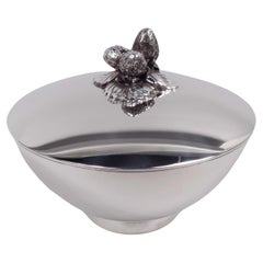 Tiffany Midcentury Modern Sterling Silver Bowl with Strawberry Finial