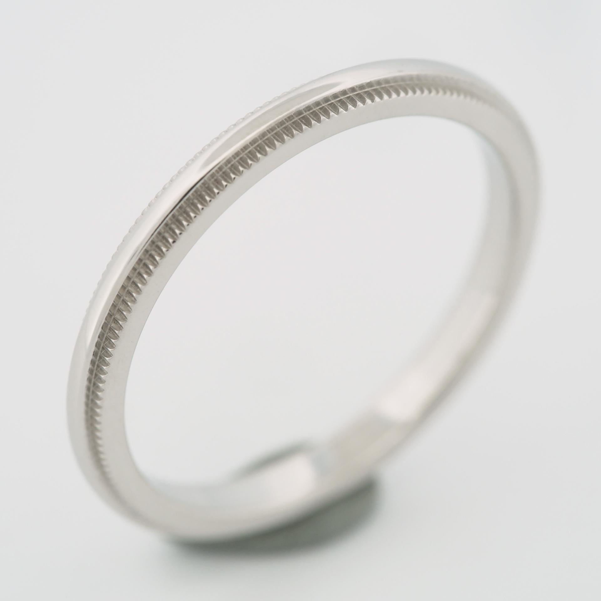 Tiffany Milgrain 2mm Wedding Band Ring Platinum 950 US 7.25 In Good Condition For Sale In Kobe, Hyogo