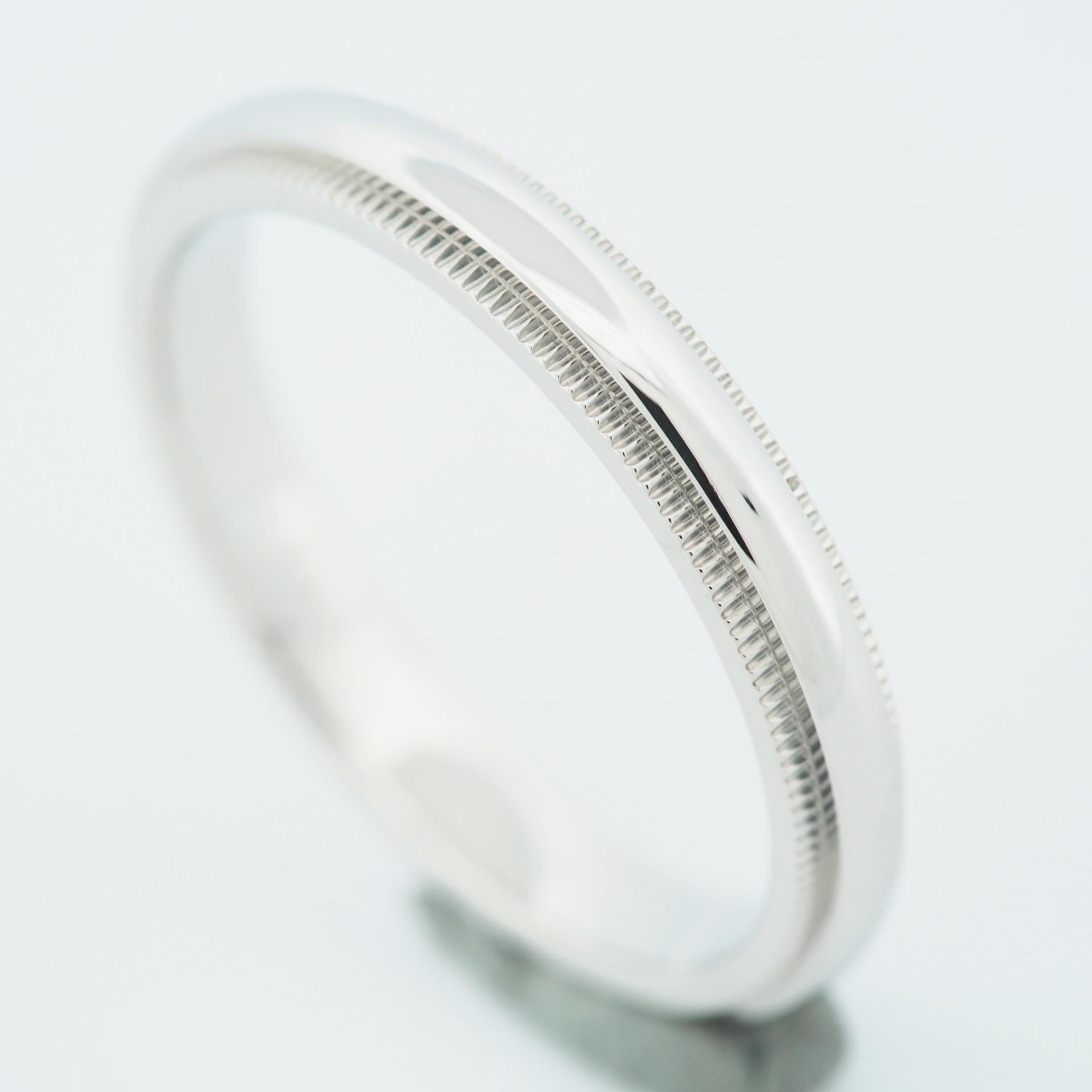 Women's or Men's Tiffany Milgrain 3mm Wedding Band Ring Platinum 950 US 7.75