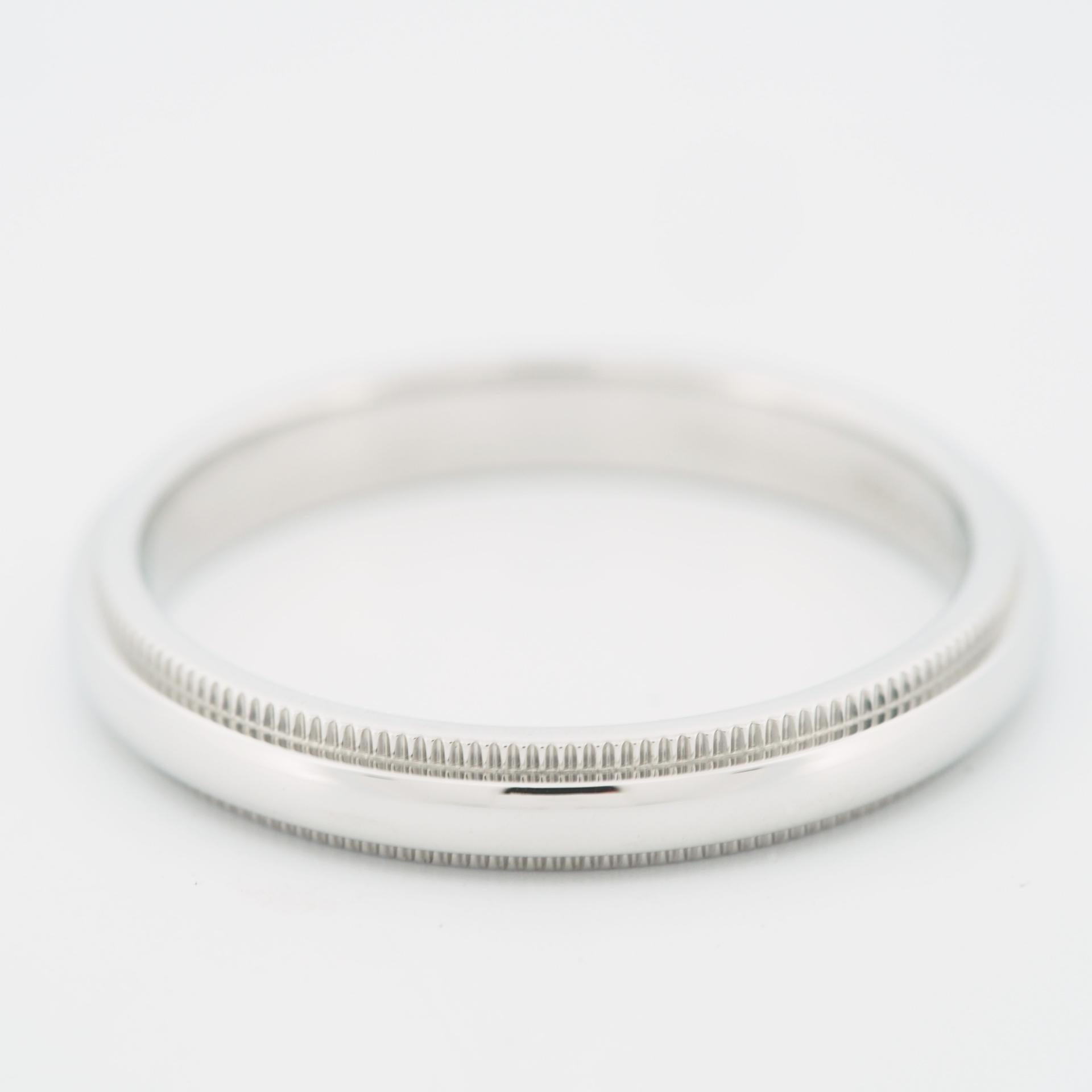 Tiffany Milgrain 3mm Wedding Band Ring Platinum 950 US 7.75 1