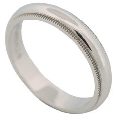Tiffany Milgrain 4mm Wedding Band Ring Platinum 950 US 8.25