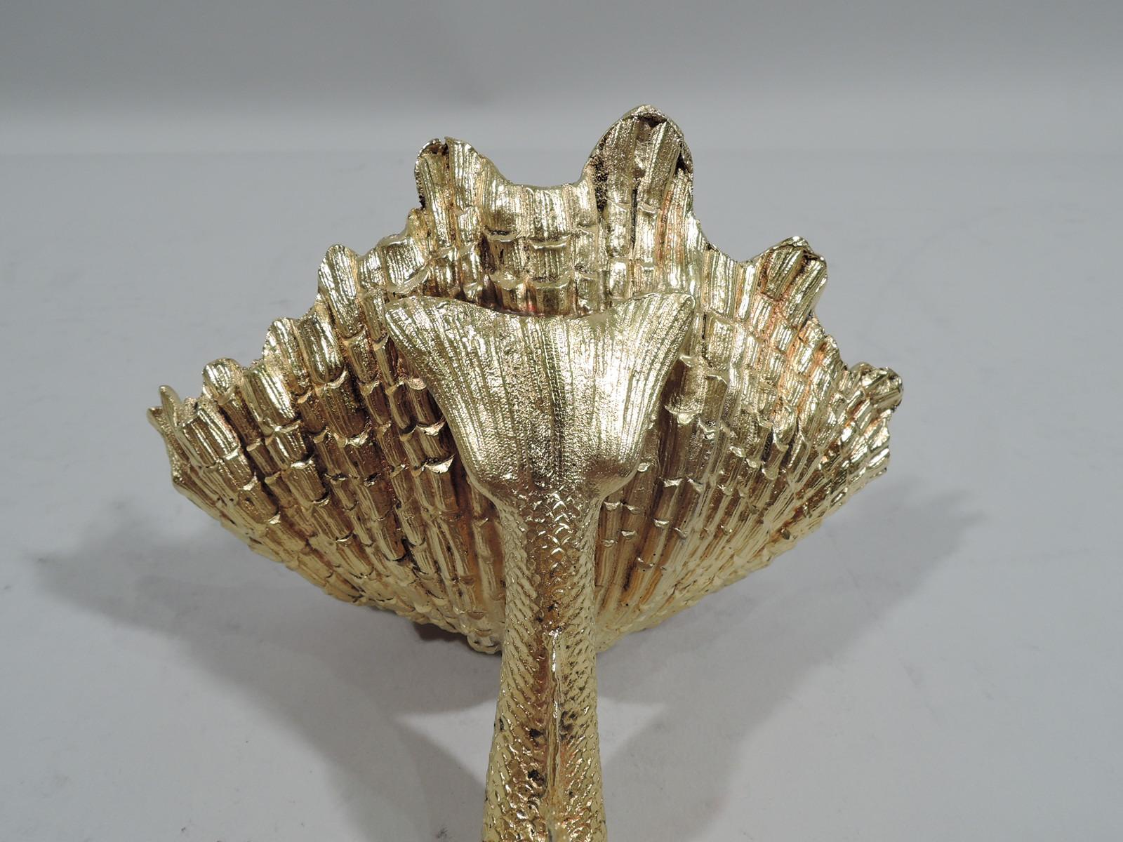 Tiffany Modern Classical Silver Gilt Shell and Dolphin Soap Dish In Excellent Condition In New York, NY