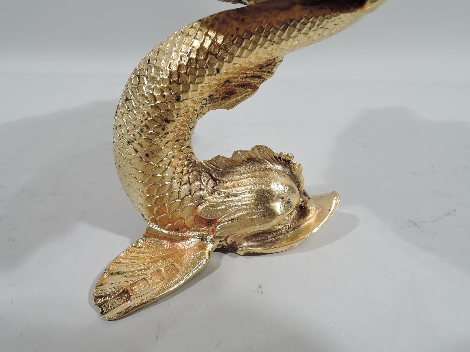 Mid-20th Century Tiffany Modern Classical Silver Gilt Shell and Dolphin Soap Dish