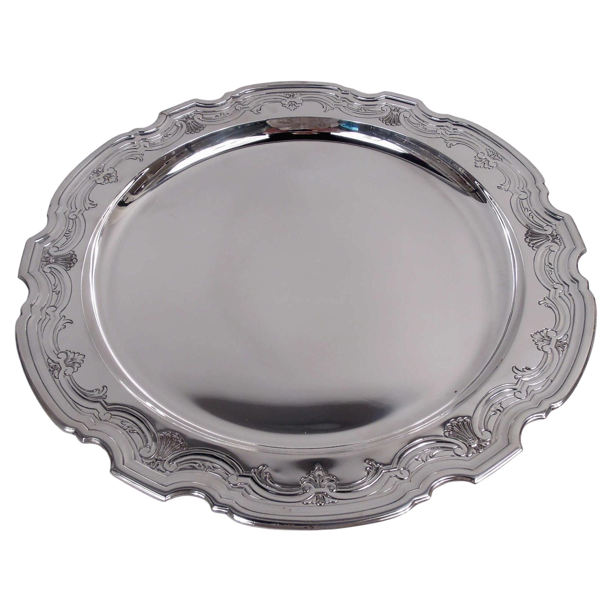 Tiffany Modern Georgian Sterling Silver Piecrust Tray