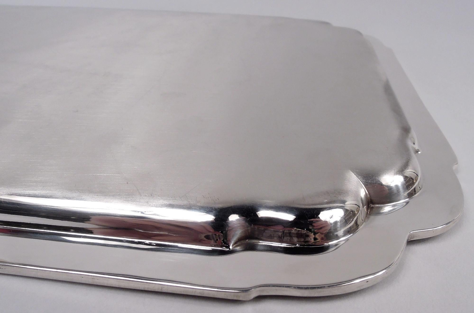Tiffany Modern Georgian Sterling Silver Rectangular Tray In Good Condition For Sale In New York, NY